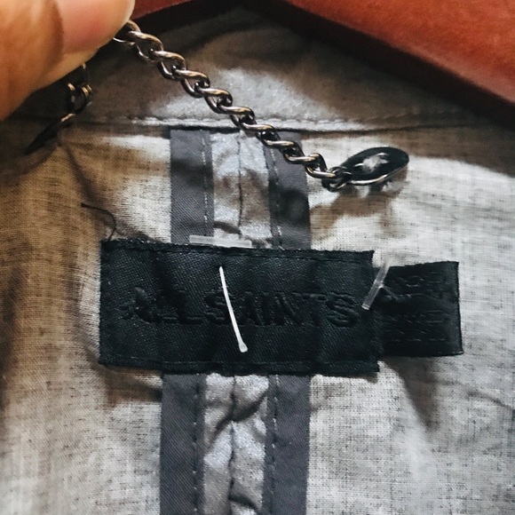 All Saints Metallic trench coat gray vintage 10 - Picture 9 of 10